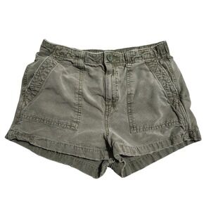 Aerie Canvas Wander Shorts Womens XS Olive Green Elastic Waist Cargo Casual Chic